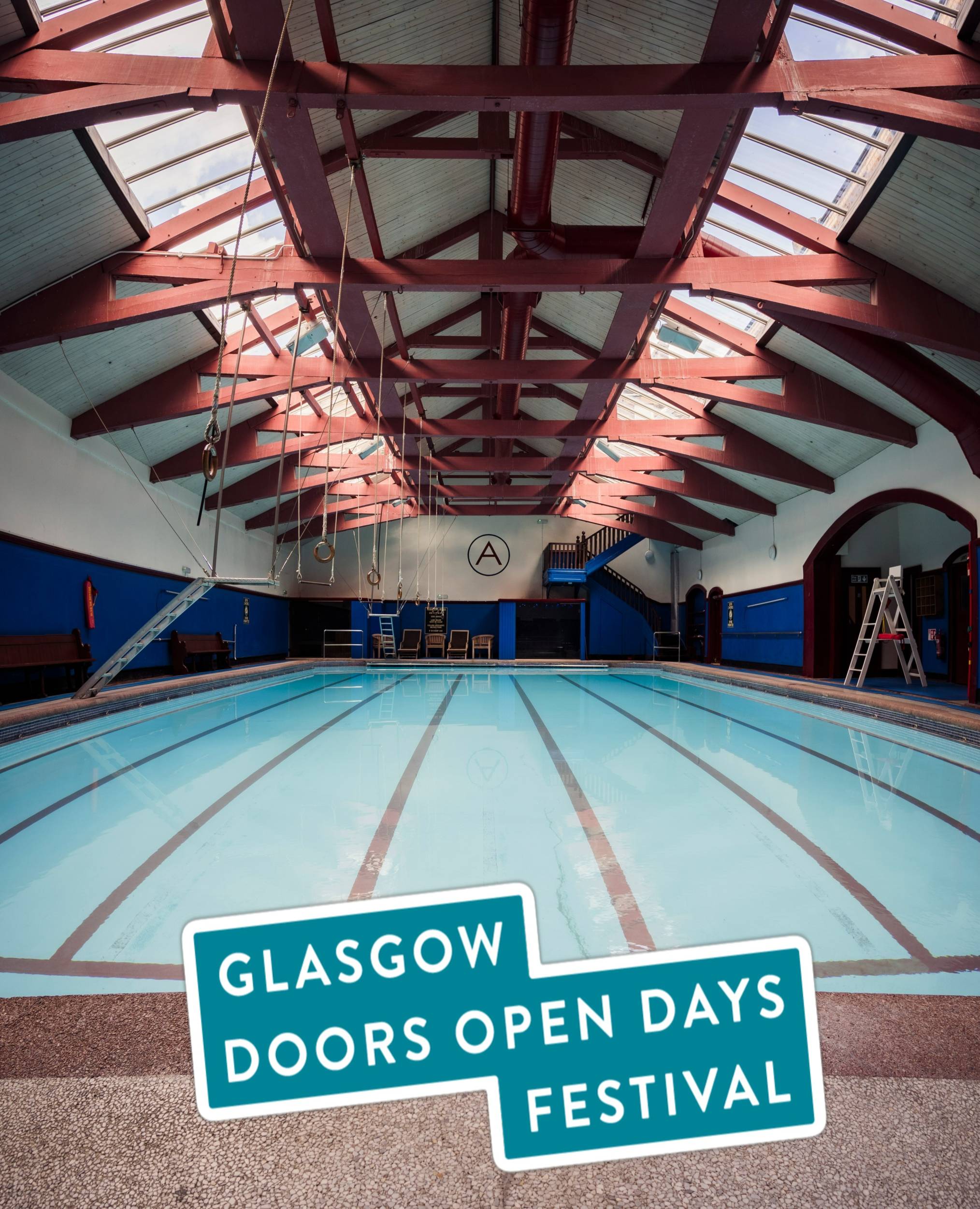 picture of a swimming pool with text reading Doors Open Days Festival by Stuart Gilbert